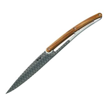 Deejo sada 6 nožů lesklá čepel olivové dřevo design Geometry