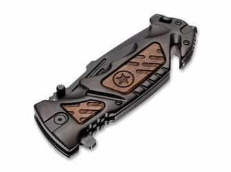 Taktický nůž Böker Plus AK-14 9,3 cm, černý, hliník, dřevo, nylonové pouzdro