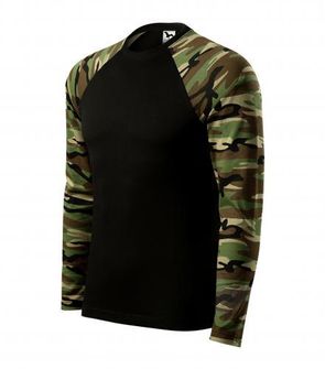 Malfini Camouflage tričko s dlouhým rukávem, brown, 160g/m2