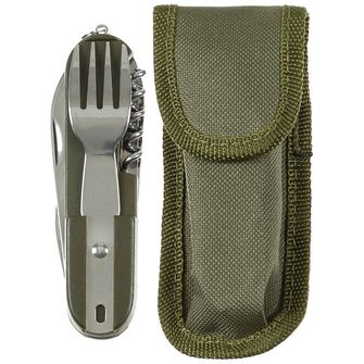 MFH Kapesní nůž s vidličkou a lžící, zelený