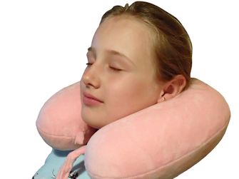 BasicNature Dětský polštář na krk růžový