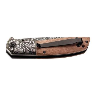 Jednoruční kapesní nůž Herbertz 10 cm, ořechové dřevo, reliéfní ozdobný motiv