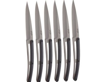 Deejo sada 6 nožů Table šedý titan ebenové dřevo