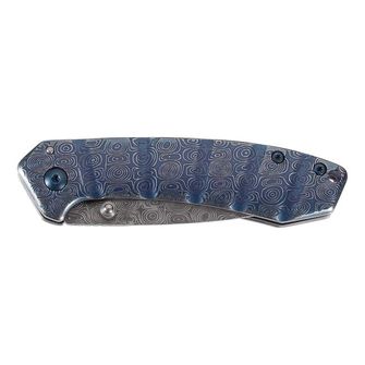 Jednoruční kapesní nůž Herbertz 7,7 cm, nerezová ocel, modrá barva, damaškový vzhled