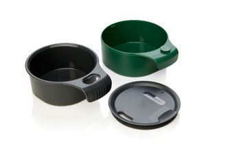 humangear CupCUP Turistický kelímek 2v1 s integrovaným přídavným kelímkem a víčkem zelená barva uhlí