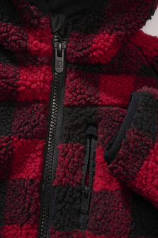 Dětská bunda Brandit Teddyfleece s kapucí, červená/černá