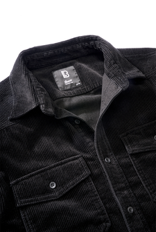 Manšestrová košile Brandit Corduroy Classic s dlouhým rukávem, černá