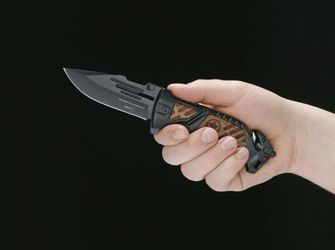 Taktický nůž Böker Plus AK-14 9,3 cm, černý, hliník, dřevo, nylonové pouzdro