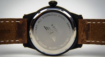Flieger hodinky s koženým řemínkem, hnedé