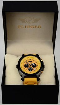 hodinky Flieger Chronograph žluté v balení 