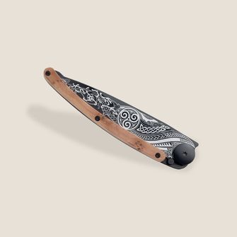 Deejo zavírací nůž Tattoo Black juniper wood Celtic
