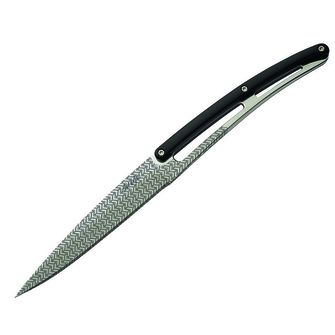 Deejo sada 6 nožů lesklá čepel zubaté ostří rukojeť černý ABS design Geometry