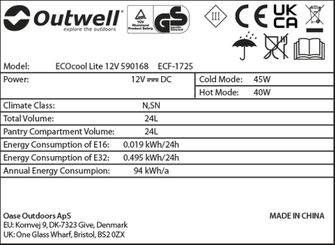 Outwell Kempingový chladicí box ECOcool Lite 24 12V, tmavomodrý