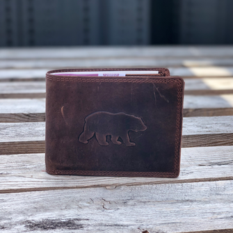Kožená peněženka vzor medvěd