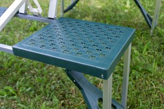 Skládací kempingový stůl s lavičkami, zelený