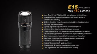 Fenix LED svítilna E15 XP-G2, 450 lumenů
