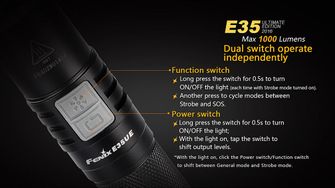 LED baterka Fenix ​​E35 Ultimate Edition 1000 lumen polohovatelný knoflík 