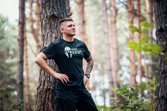 DRAGOWA krátké tričko spartan army, černá 160g/m2
