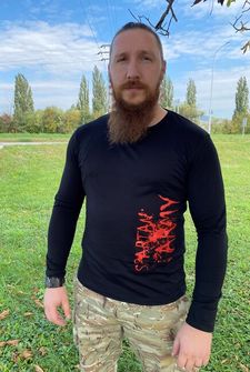 DRAGOWA Fit-T tričko s dlouhým rukávem RedWar, černá 160g / m2
