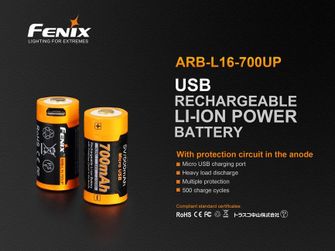 Fenix RCR123A 700 mAh USB Li-ion