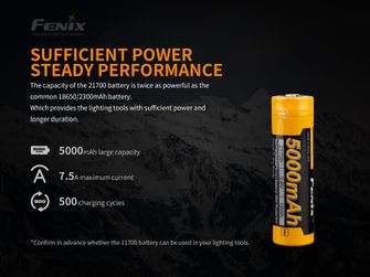 Dobíjecí batérie Fenix 21700 5000 mAh Li-Ion