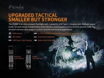 Fenix baterka PD36R + Fenix svítilna E01 V2.0