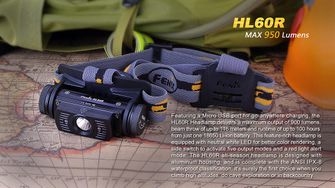 Fenix výkonná čelovka HL60R - černá