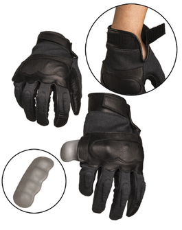Mil-tec taktické rukavice kožené/kevlar, černé