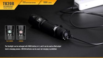 taktická LED baterka Fenix ​​TK20R 1000lumen nabíjecí kabel 