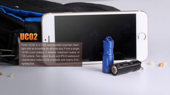 Fenix nabíjecí mini svítilna UC02 černá, 130 lumenů