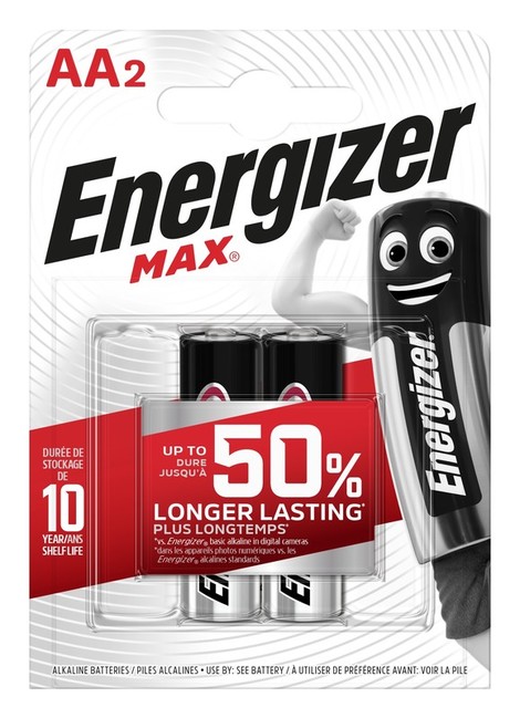 Energizer MAX alkalická baterie AA/2 LR6 FSB2, 2ks