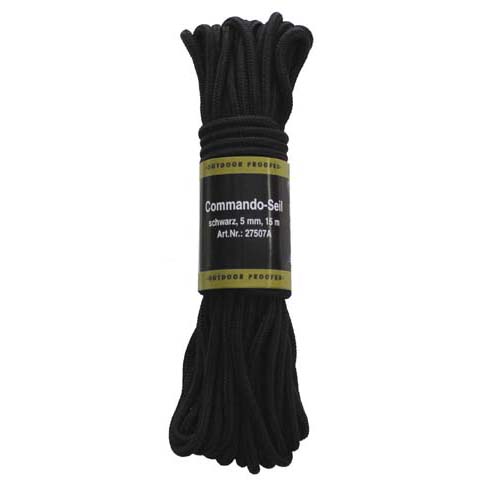 MFH polypropylénové lano 15 metrů 5mm černé
