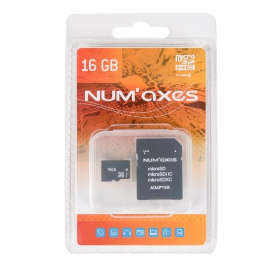 NUM´AXES 16GB Micro SDHC paměťová karta Class 10 s adaptérem