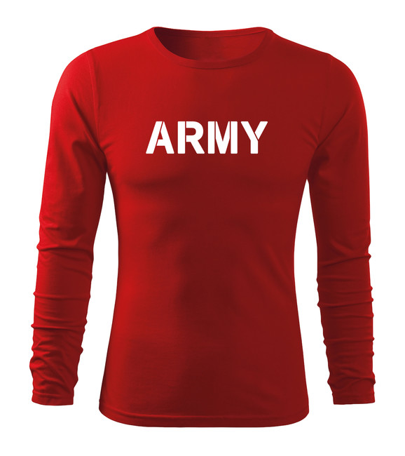 Levně DRAGOWA Fit-T tričko s dlouhým rukávem army, červená 160g / m2 - S