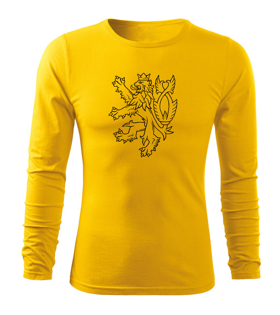 Levně DRAGOWA Fit-T tričko s dlouhým rukávem český lev, 160g / m2 - XL