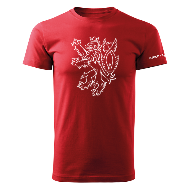Hinge Me Ru DRAGOWA krátké tričko český lev, červená 160g/m2 | WARAGOD