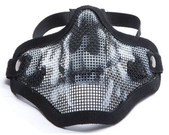 Action Sport Games Airsot ochranná maska ​​STALKER ASG s kovovou spodní částí masky - ČERNÁ/LEBKA