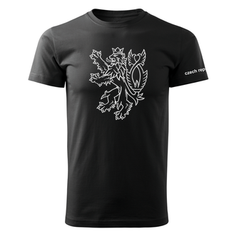 DRAGOWA krátké tričko český lev, černá 160g/m2