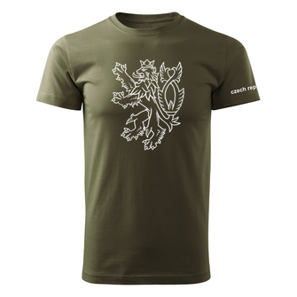 DRAGOWA krátké tričko český lev, olivová 160g/m2