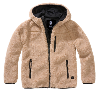 Dětská bunda Brandit Teddyfleece s kapucí, velbloudí barva
