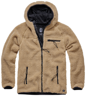 Brandit fleecová bunda s kapucí Teddyfleece Worker, velbloudí barva