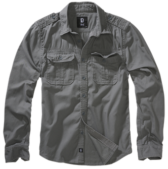 Košile Brandit Vintage s dlouhým rukávem, uhlíkově šedá