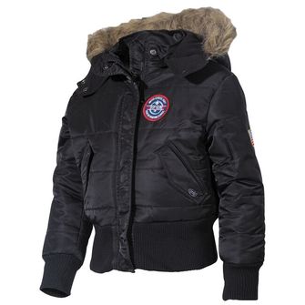 Americká dětská polární bunda MFH N2B s kožešinovým límcem, černá