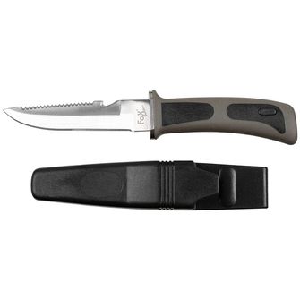 Fox Outdoor Potápěčský nůž, černý, gumová rukojeť, s pouzdrem