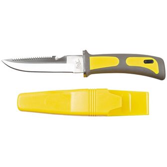 Fox Outdoor Potápěčský nůž, žlutočerný, s gumovou rukojetí, s pouzdrem