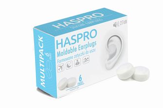 HASPRO 6P silikonové špunty do uší, bílé