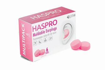 HASPRO 6P silikonové špunty do uší, růžové