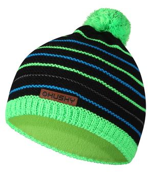 Husky Dětská čepice Cap 34, černá/neon zelená