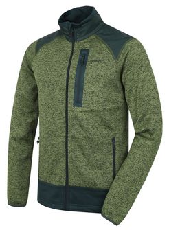 Husky Pánský fleecový svetr na zip Alan M zelená/černozelená