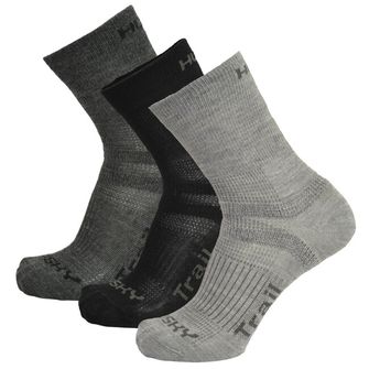 HUSKY Trail 3 Pack Socks, černá/antracitová/světle šedá